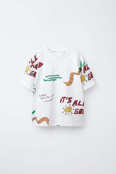 ФУТБОЛКА З ПРИНТОМ - Білий Zara - Зображення 0