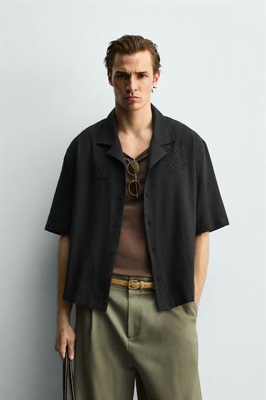 CUTWORK EMBROIDERED SHIRT - Black by Zara
