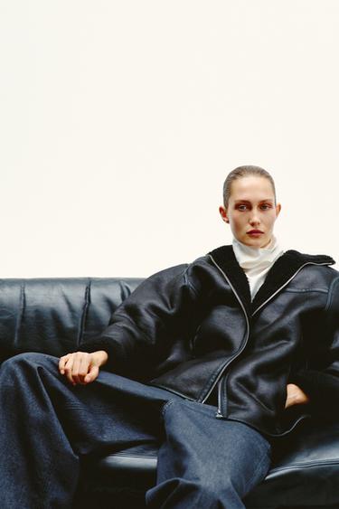 Zara DOUBLE FACED COAT ZW COLLECTION - Black