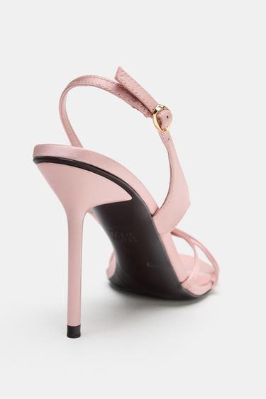 SANDALES À TALONS EFFET SATINÉ - Rose de Zara - Image 3