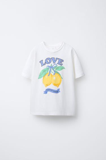 LEMON PRINT T-SHIRT - Oyster-white by Zara - Image 0
