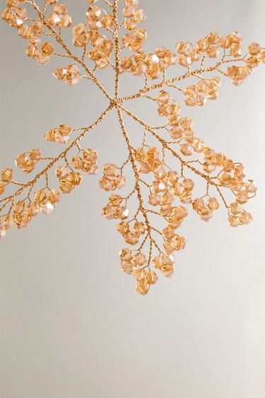 BEADED FLOWER CHRISTMAS TREE DECORATION - Caramel by Zara - Image 3