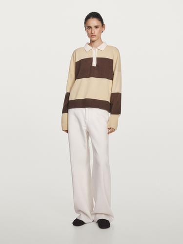 Zara Striped wool blend polo sweater - Yellow