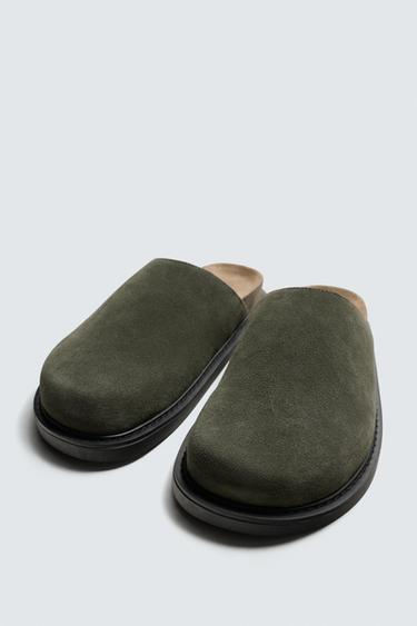 LEATHER CLOGS - Sea green by Zara - Image 1