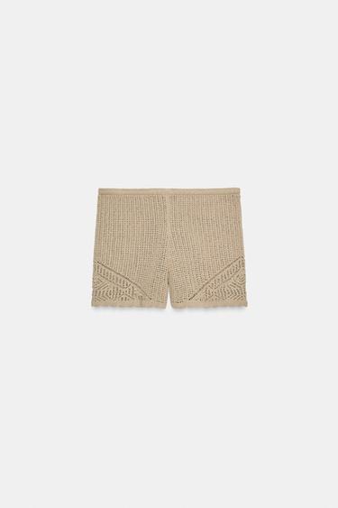 SHORT EN MAILLE POINTELLE - Marron clair de Zara - Image 6
