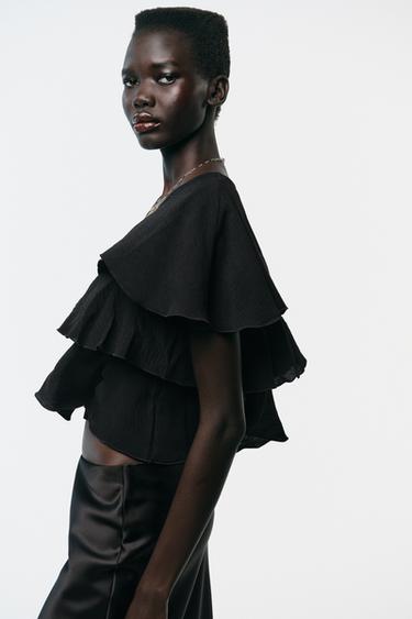RUFFLED CAPE TOP - Black by Zara - Image 2