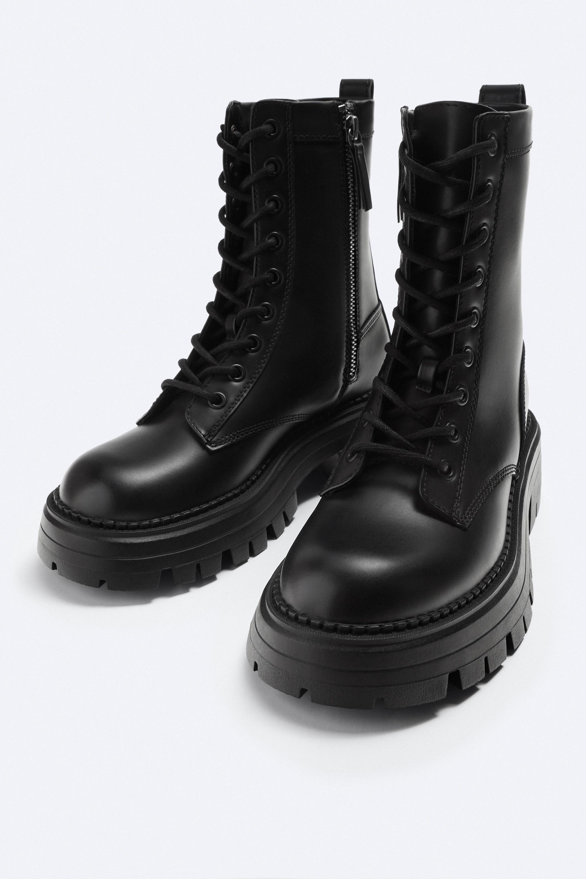 Black chunky sole outlet boots