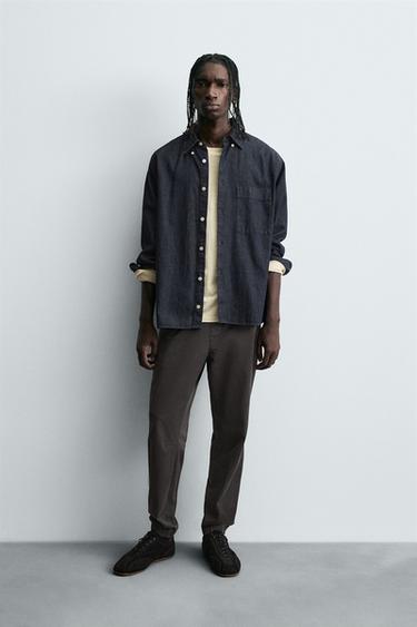 SLIM FIT JOGGER WAIST TROUSERS - Dark grey by Zara