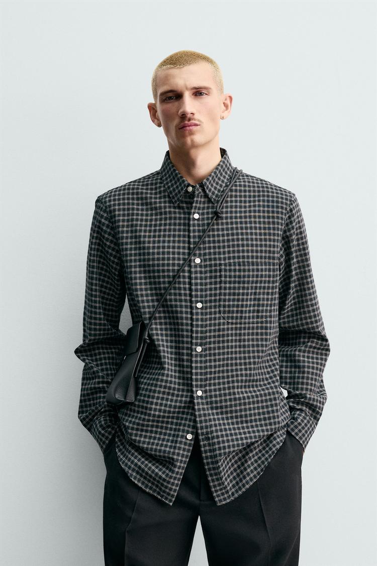 ZARA ORIGINS CHECK SHIRT WITH WOOL