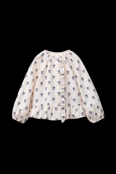 Zara FLORAL PRINT BLOUSE - Ecru