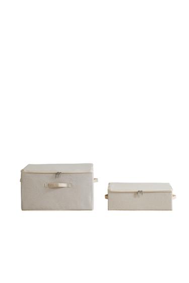 BOÎTE DE RANGEMENT PLIABLE AVEC COUVERCLE - Blanc cassé de Zara