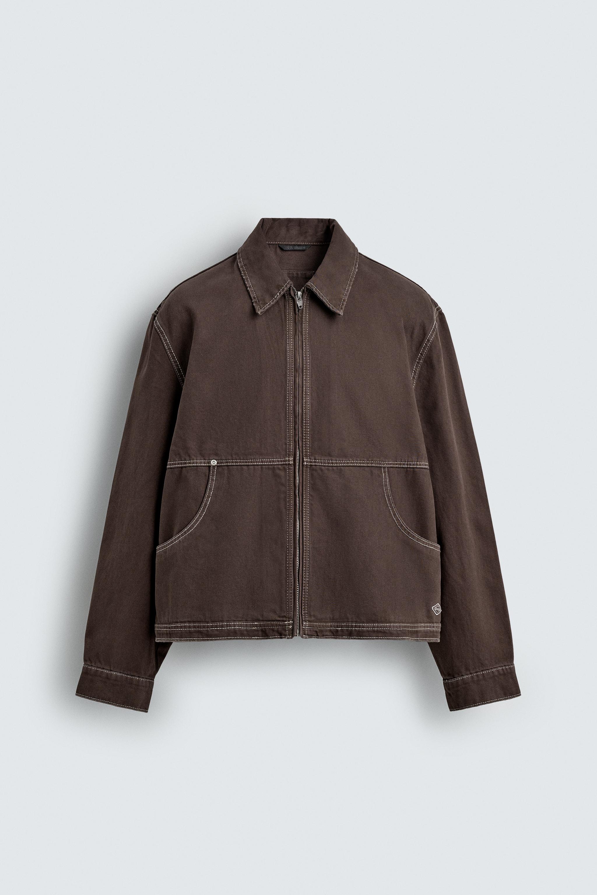 CONTRAST TOPSTITCHING BOXY FIT JACKET