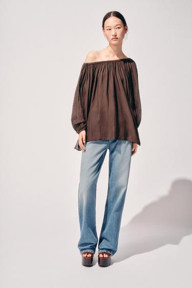 TRF WIDE-LEG HIGH-WAIST FULL-LENGTH JEANS - Blue by Zara
