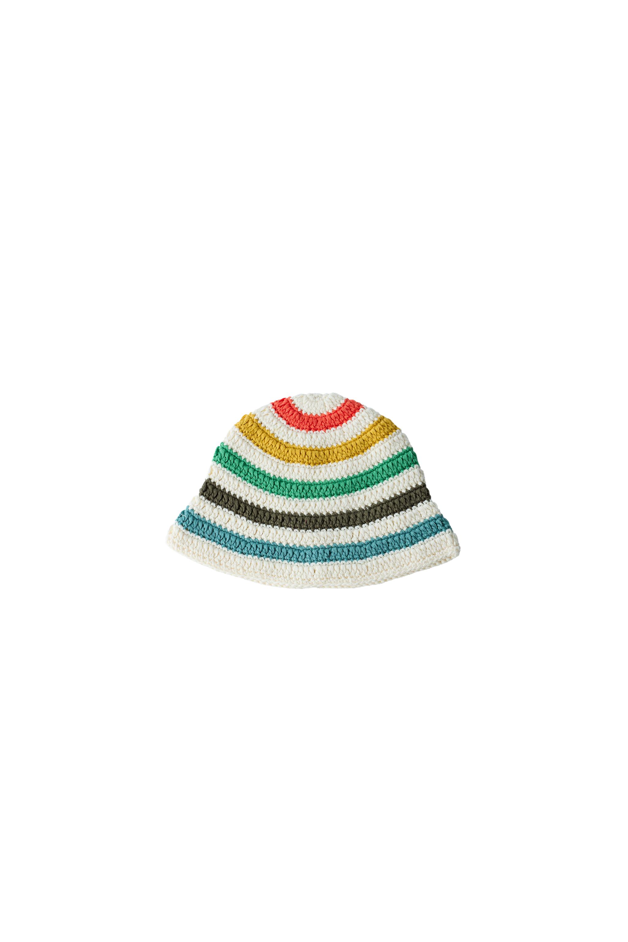 Zara Crocheted Stripe Bucket Hat - Rust, Olive & Black 05213638712-e1.jpg?ts=  main image 4