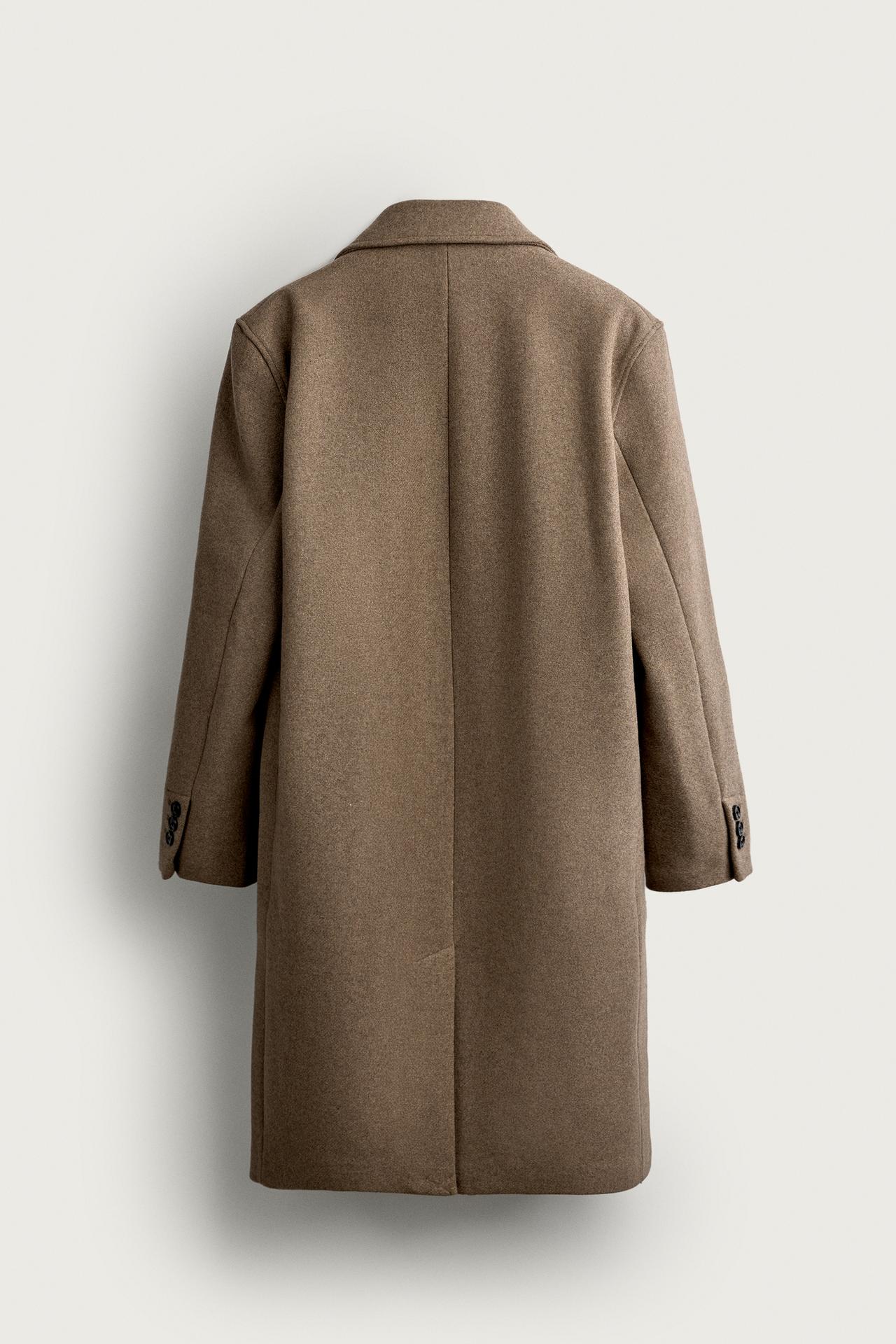WOOL-BLEND RELAXED-FIT COAT — taupe brown
