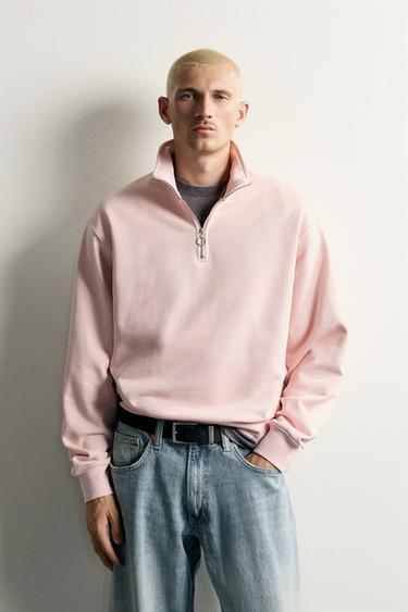 MOLETOM BÁSICO COM GOLA ZÍPER - Rosa da Zara