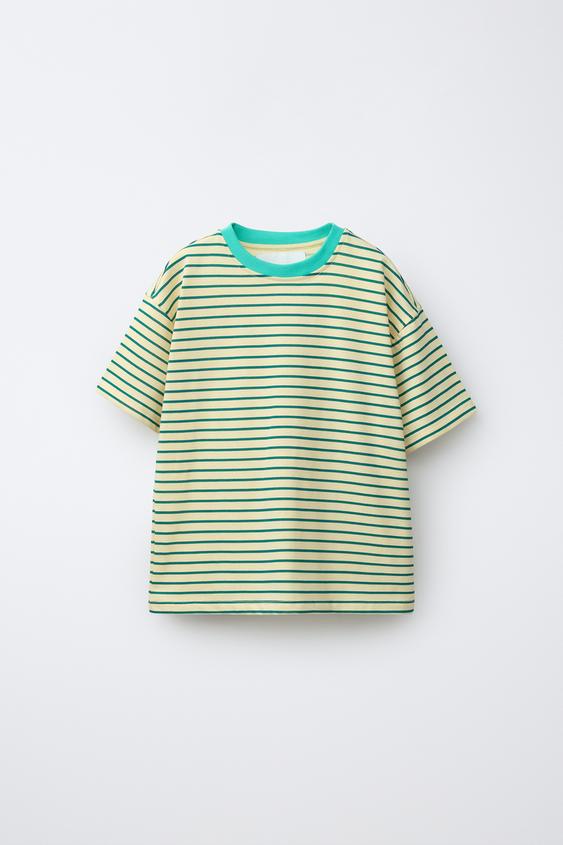 CAMISETA RAYAS CONTRASTE - Amarillo de Zara - Imagen 0