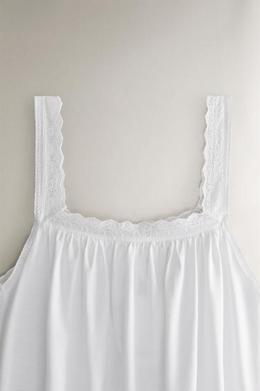 CHEMISE DE NUIT COTON DENTELLE - Blanc de Zara - Image 4