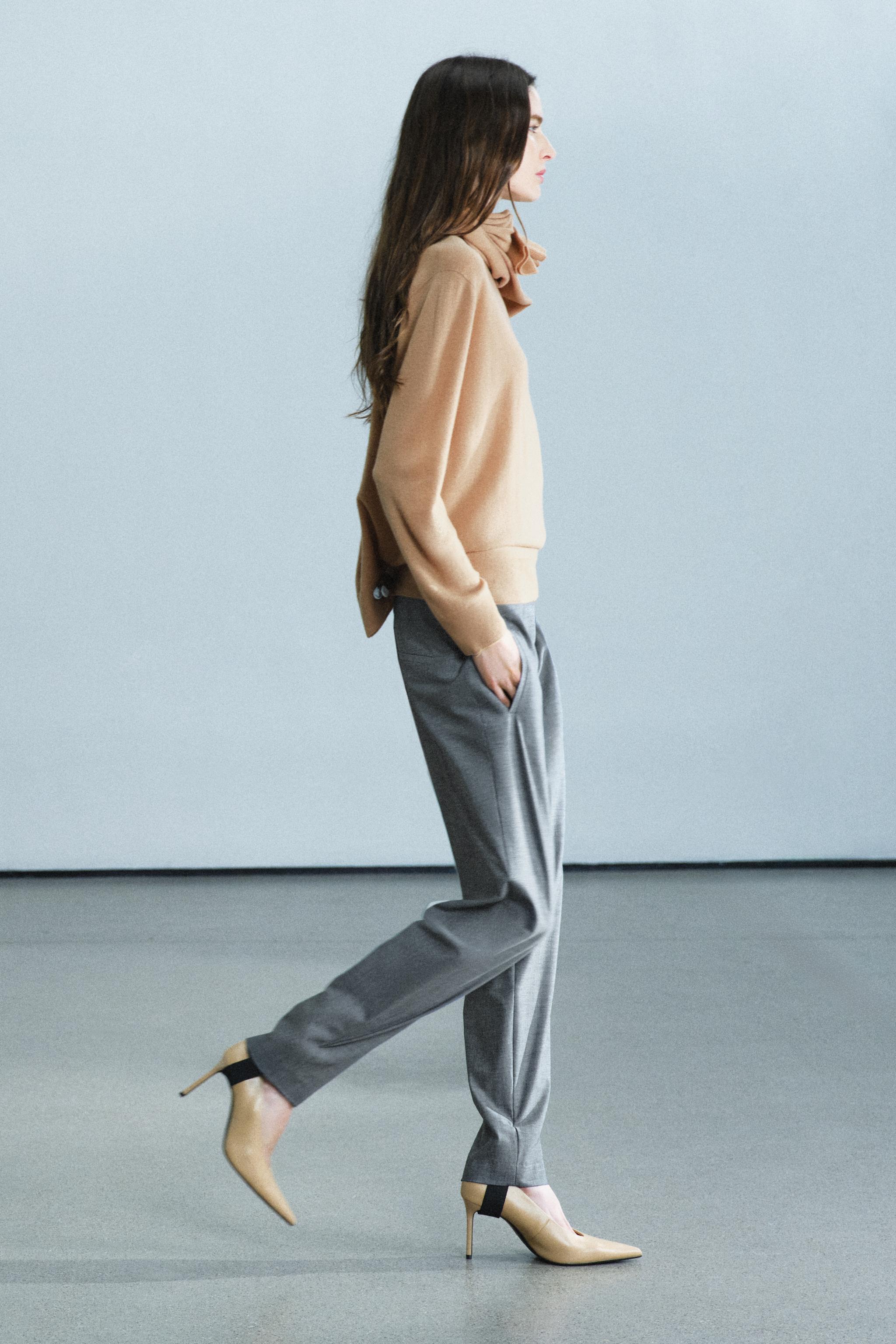 Zara YÜN KARIŞIMLI FUSEAU PAÇA ZW COLLECTION PANTOLON görsel 5