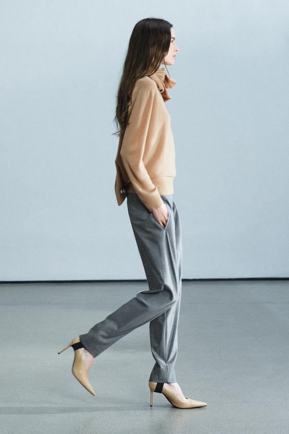PANTALON AVEC LAINE FUSEAU ZW COLLECTION - Gris chiné de Zara - Image 4