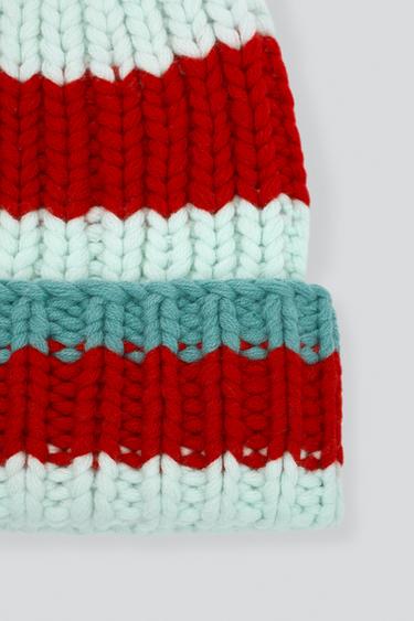 STRIPED 100% WOOL KNIT BEANIE — striped 2