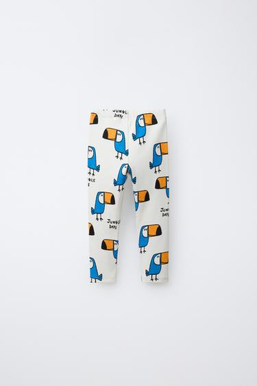 ANIMAL PRINT RIBBED LEGGINGS - Ecru / Blue by Zara - Image 1