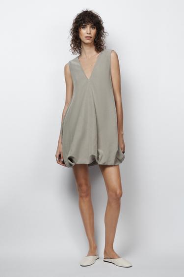 VESTIDO ABULLONADO ZW COLLECTION LIMITED EDITION - Gris de Zara