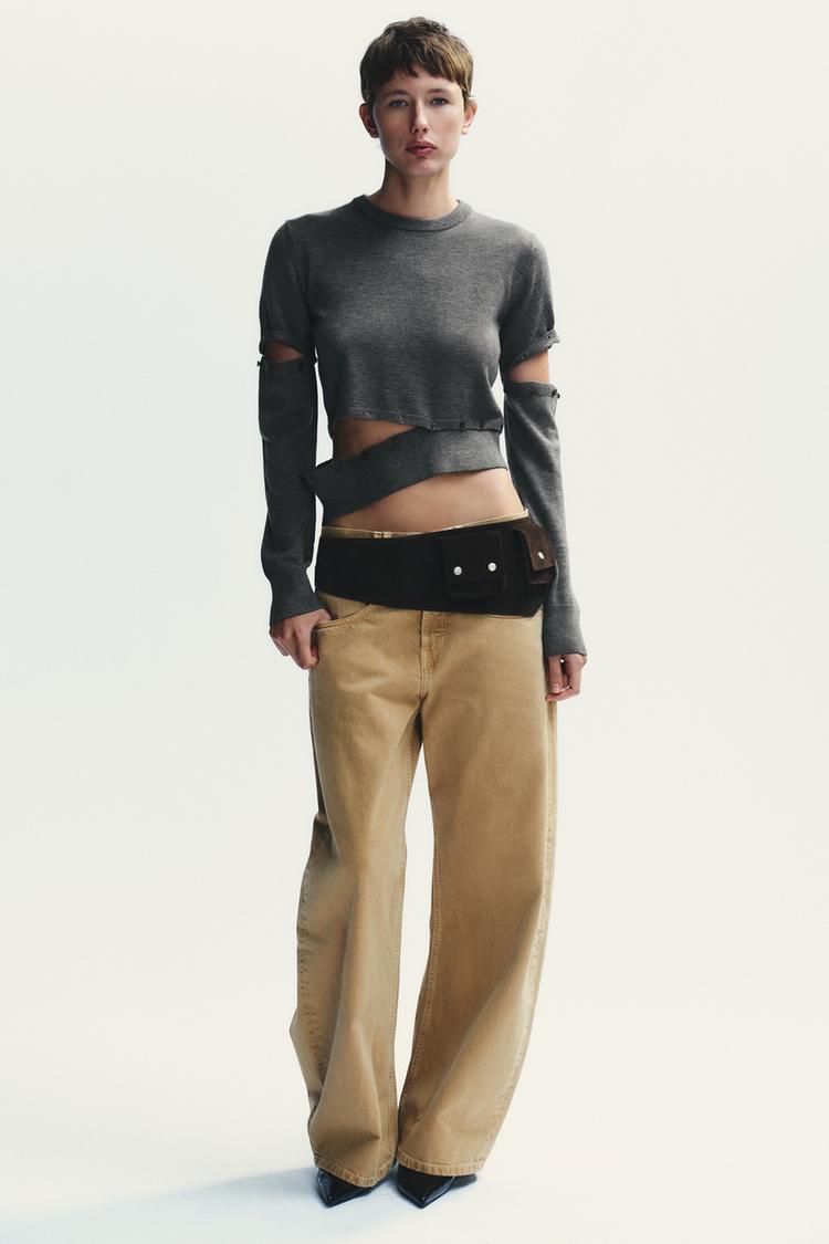 KNITTED JUMPER WITH DETACHABLE BUTTONS Grey ZARA Singapore