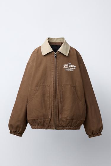 BLOUSON COL EN CONTRASTE - Marron de Zara - Image 0