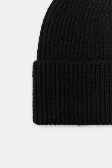 BONNET BEANIE CÔTELÉ À REVERS - Noir de Zara - Image 3