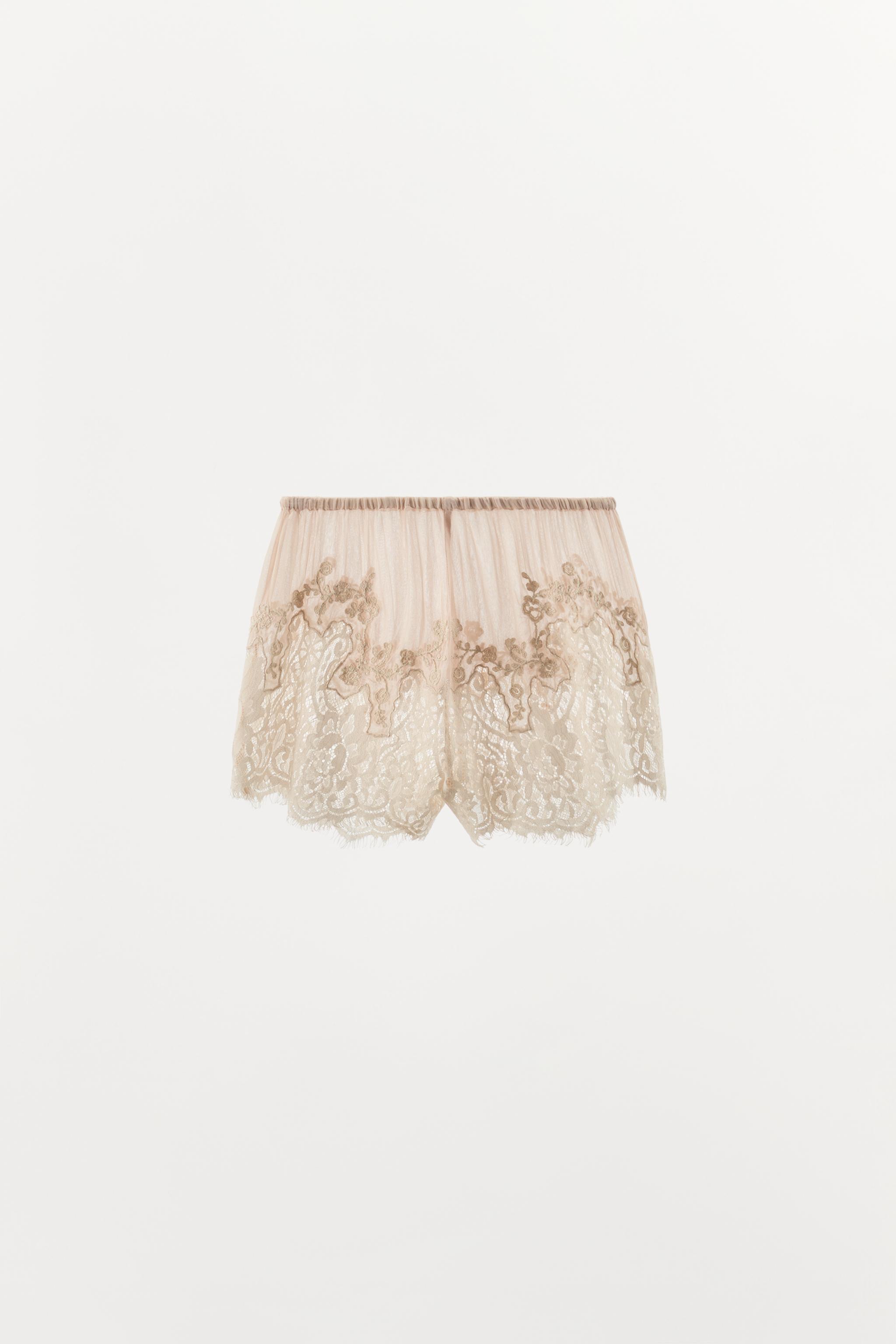 EMBROIDERED LACE GEORGETTE SHORTS - Pink | ZARA United Kingdom