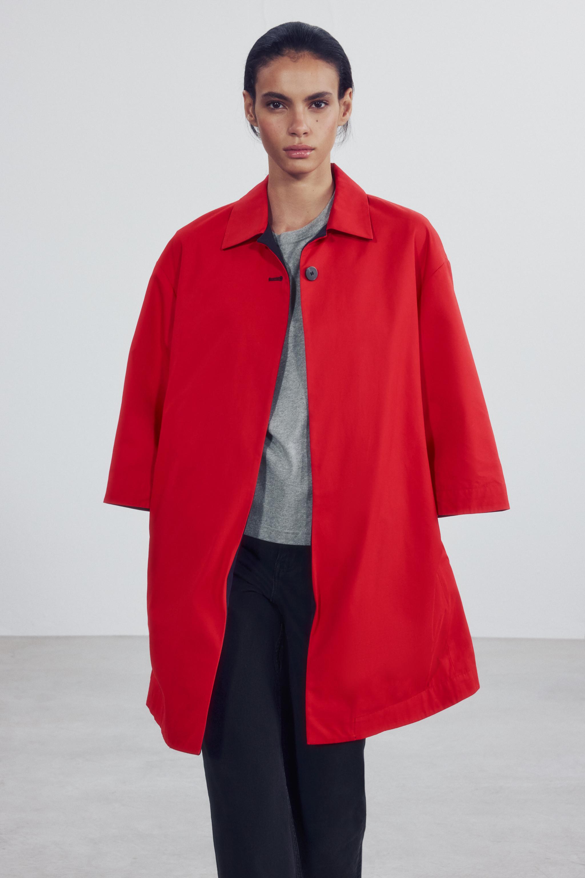 ZW COLLECTION リバーシブル ミディトレンチコート - レッド | ZARA