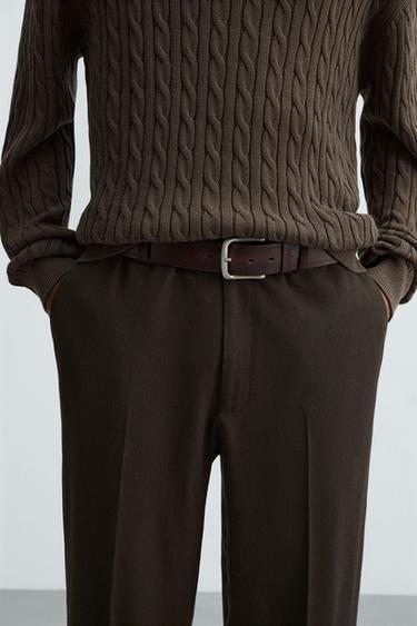 100% WOOL REGULAR FIT TROUSERS - Black / Brown by Zara - Image 5
