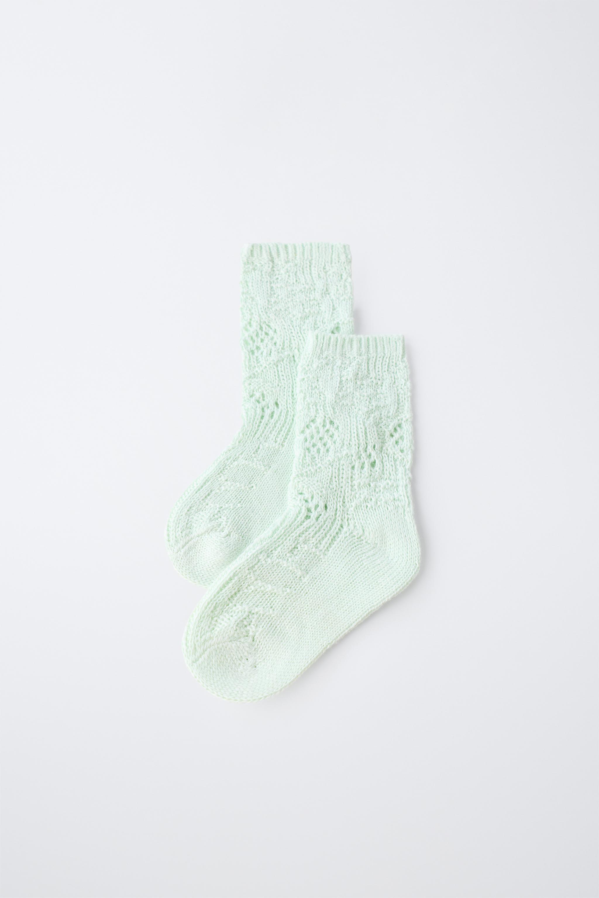 CHAUSSETTES MI-HAUTES AJOURÉES EN COTON ET SOIE
