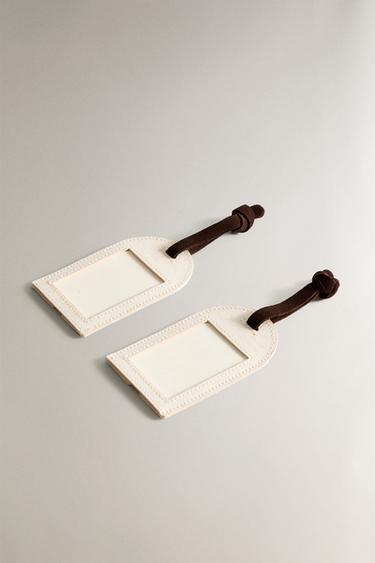 ID TAGS WITH LEATHER DETAIL (PACK OF 2) - Ecru by Zara - Image 1