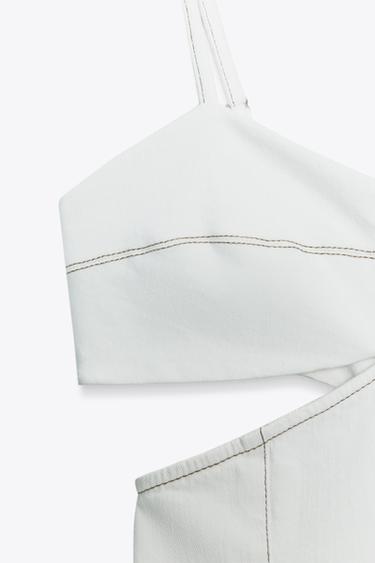 ROBE MIDI EN DENIM AJOURÉE Z1975 - Blanc de Zara - Image 6
