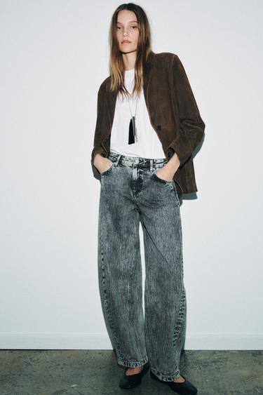 ZW COLLECTION RELAXED FIT MID-WAIST BALLOON JEANS - Blue / Green by Zara - Image 3