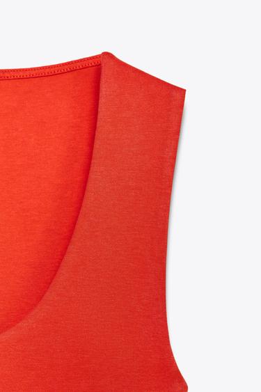 INTERLOCK MIDI DRESS - Red / Orange by Zara - Image 6
