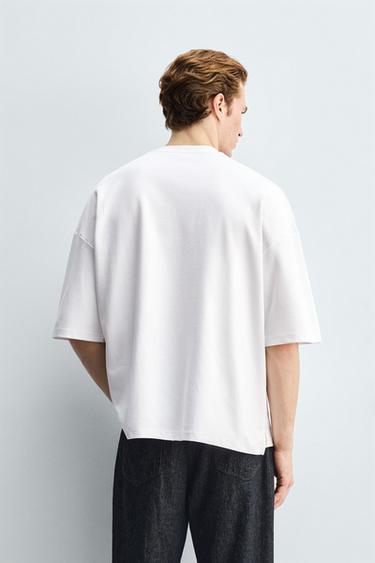 T-SHIRT BOXY FIT EFFET NÉOPRÈNE - Blanc de Zara - Image 2