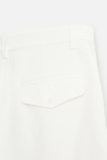 COTTON STRAIGHT-LEG TROUSERS - Oyster-white by Zara - Image 8