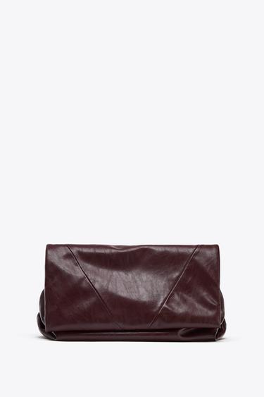 CLUTCH BAG WITH STRAP - Burgundy Red by Zara