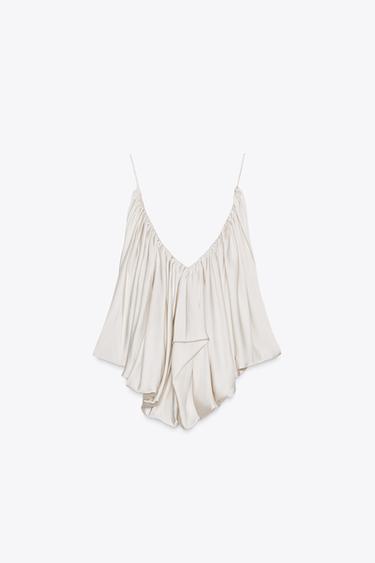 ZW COLLECTION DRAPED SATIN TOP - Ecru by Zara - Image 4