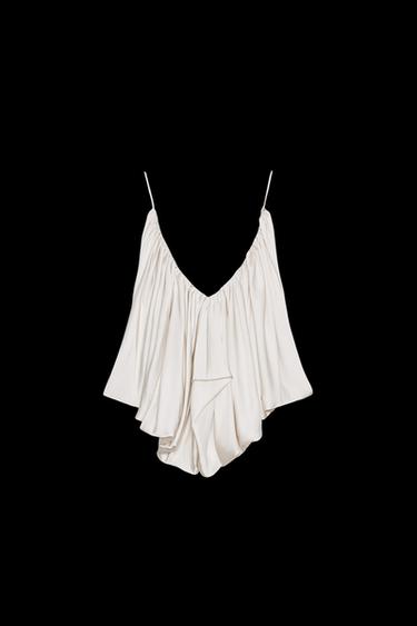 TOP SATINADO DRAPEADO ZW COLLECTION - Crudo de Zara
