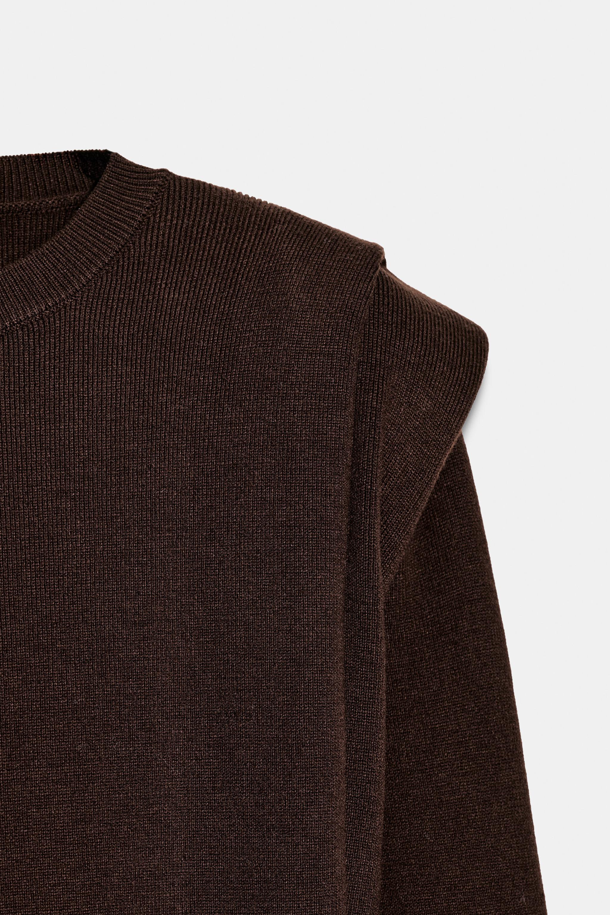 ニットセーター、肩パッド入り - ブラウン | ZARA Japan / 日本