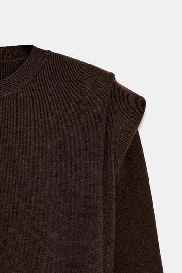 PULL EN MAILLE À ÉPAULETTES - Marron de Zara - Image 6