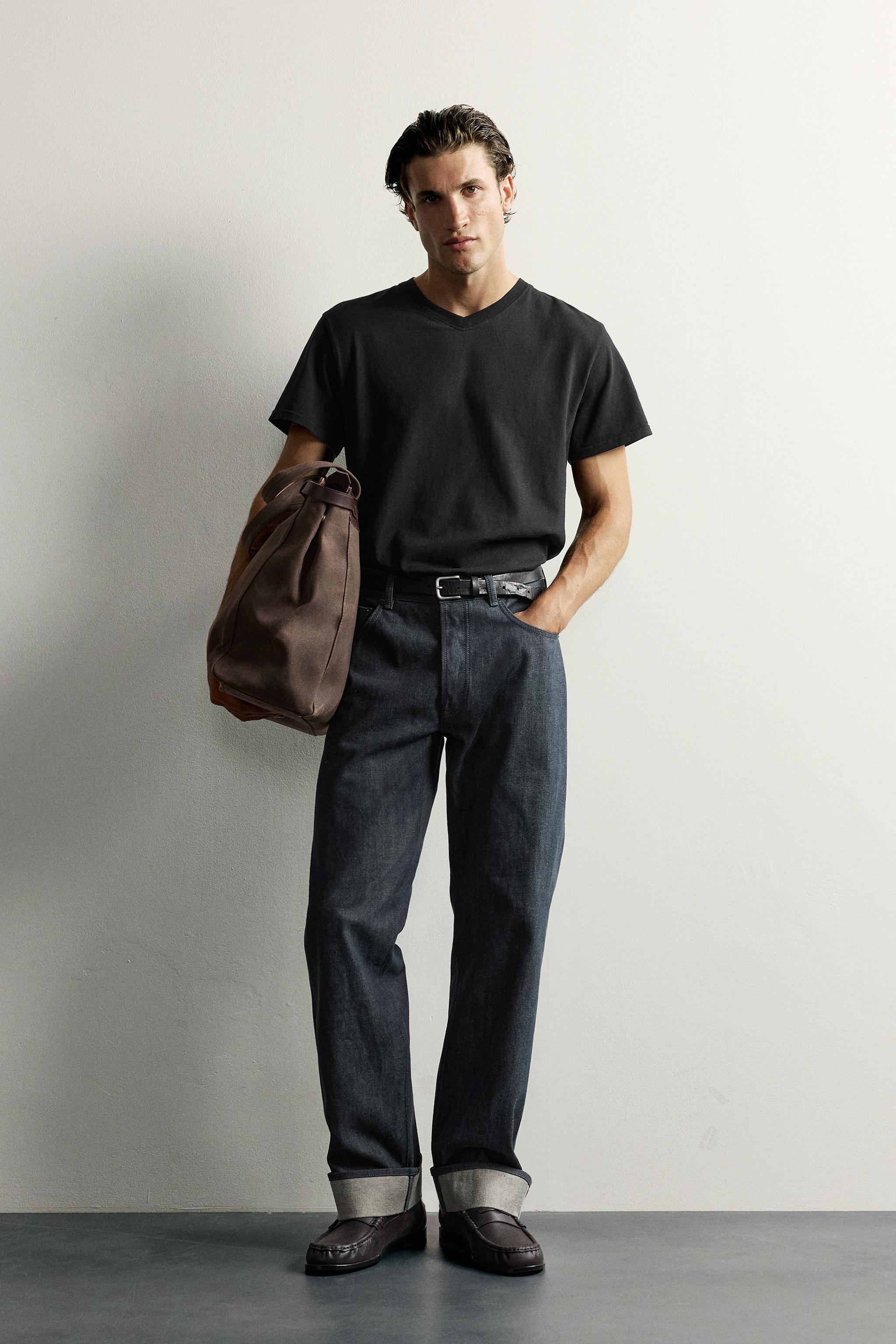 Zara RELAXED FIT V YAKA T-SHIRT görsel 8