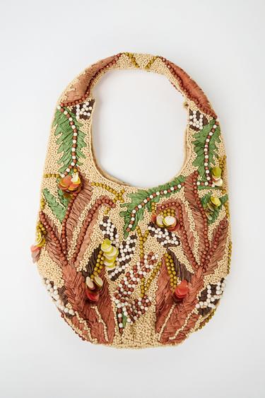 BEADED PRINTED BAG - Multicoloured by Zara