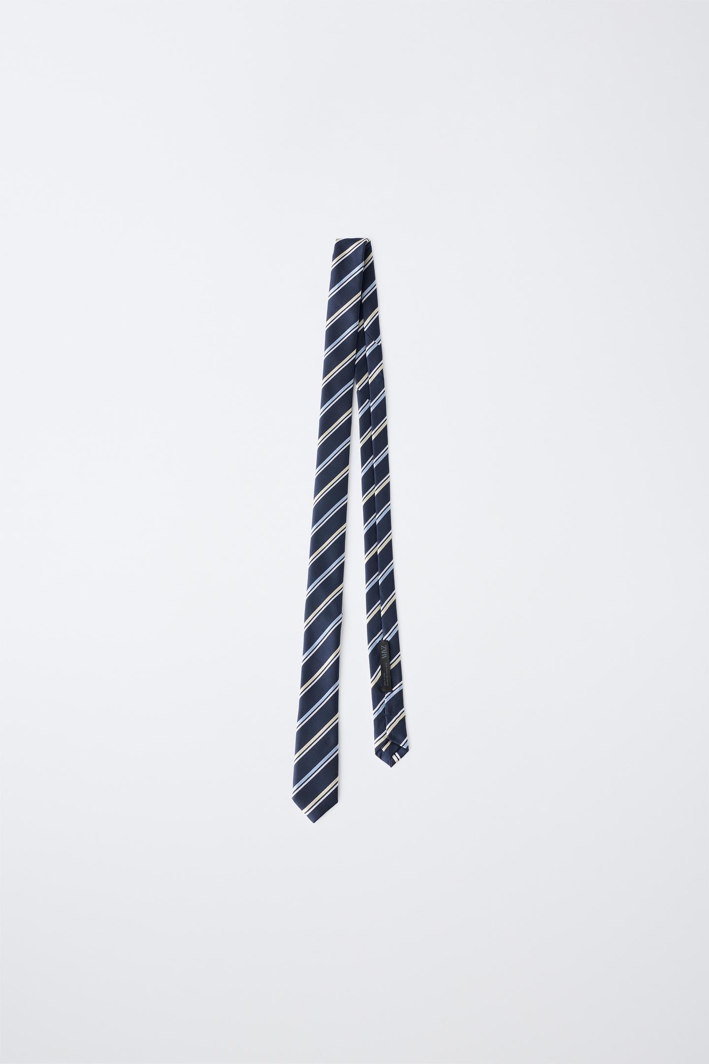 Детский галстук Zara Striped Tie, цвет: Синий — фото 1