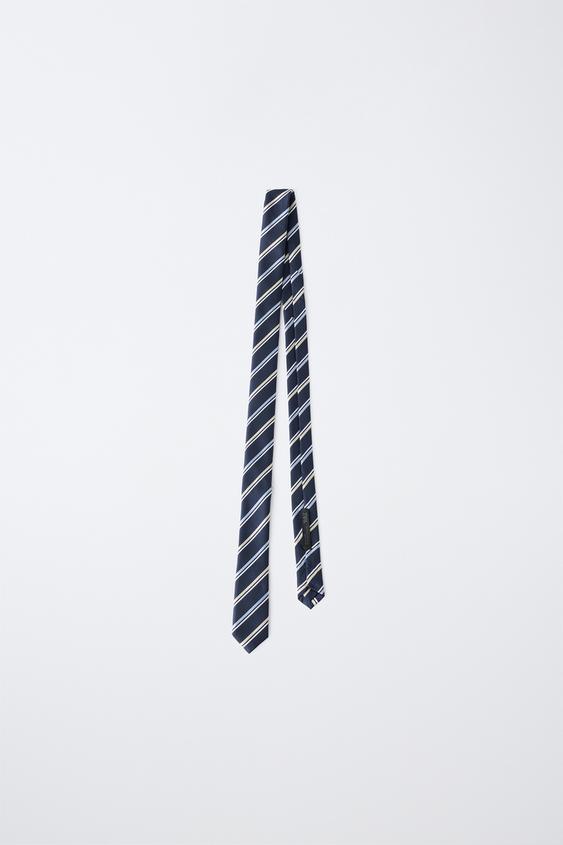 CORBATA ESTAMPADO RAYAS - Azul de Zara - Imagen 0