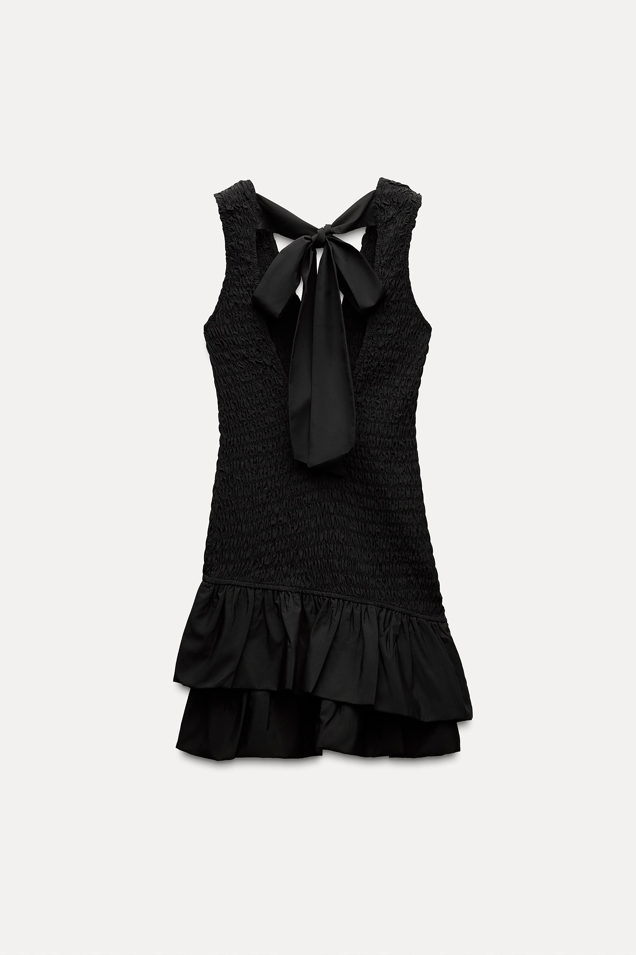 SHORT POPLIN DRESS WITH RUFFLES - Black | ZARA Australia